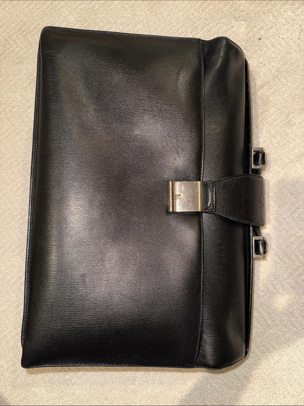 ZEGNA! Black Leather Men's Briefcase - Classic Business Bag
